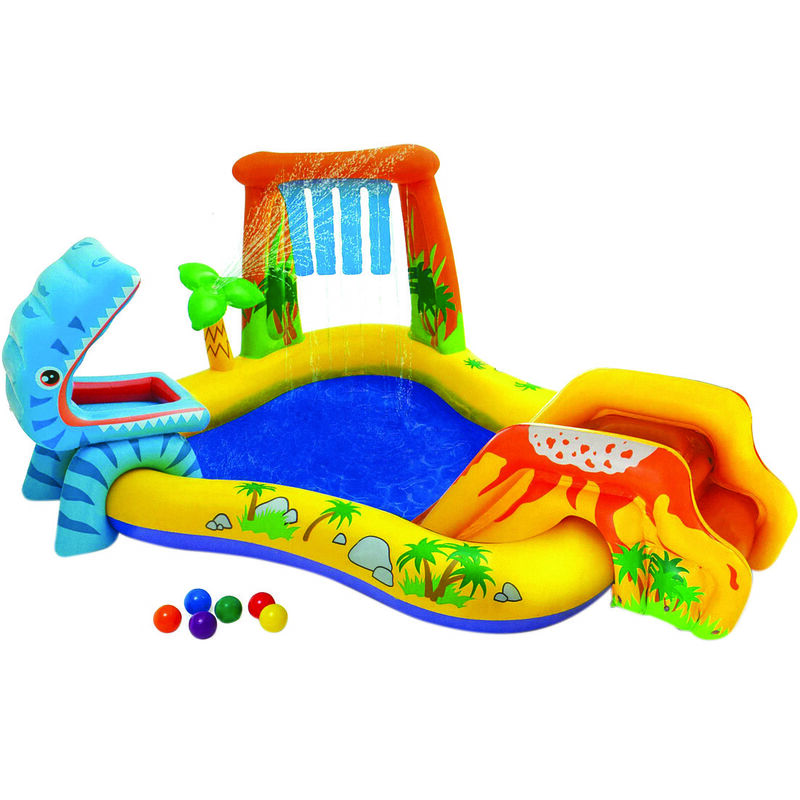 foto del prodotto intex piscina gonfiabile rettangolare gioco dinosauro 3 anni cm.249x191x109h. peso kg.5,2 art.57444 