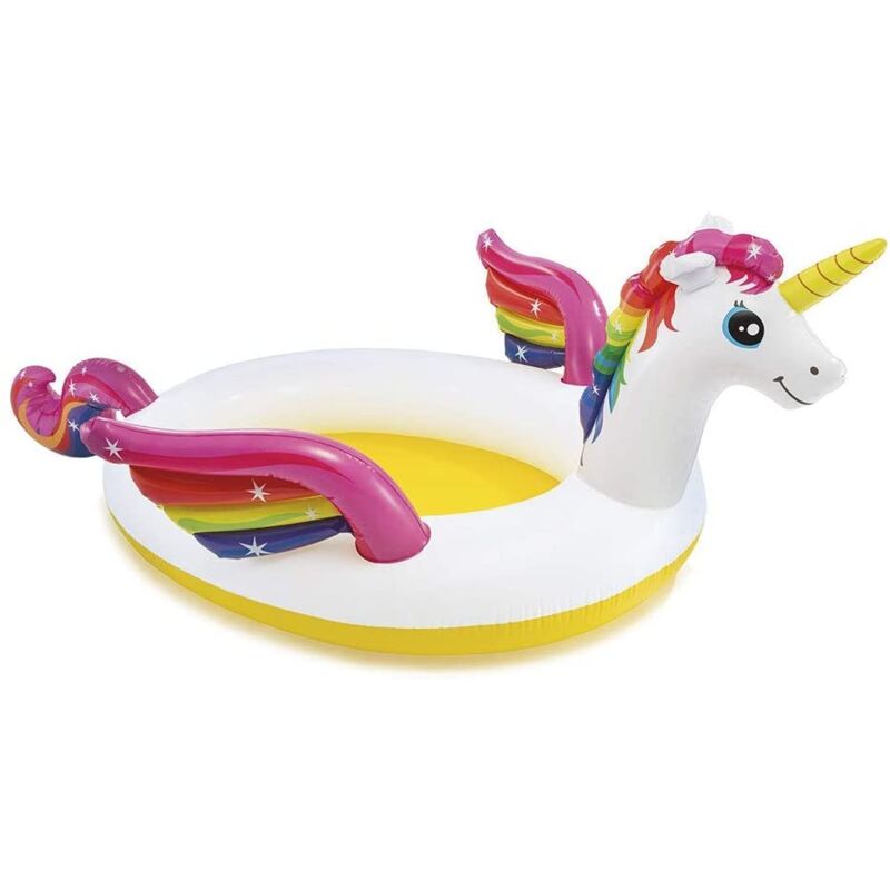 foto del prodotto intex piscina kids unicorno con spruzzino 272x193x104 cm in pvc spessore di 0.28