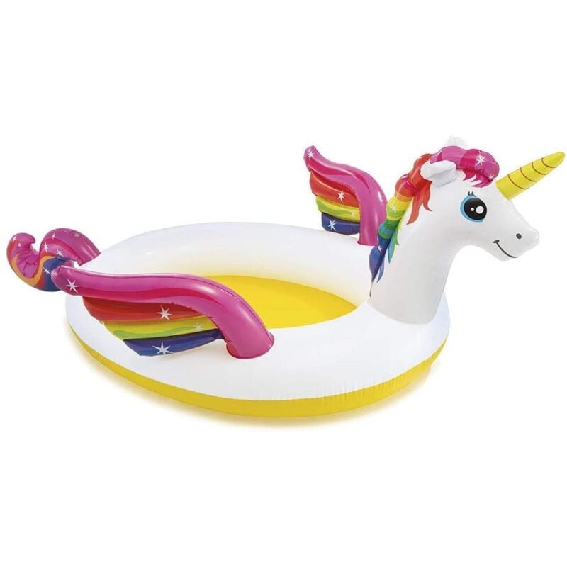 foto del prodotto intex piscina unicorno con spruzzino 272x193cm