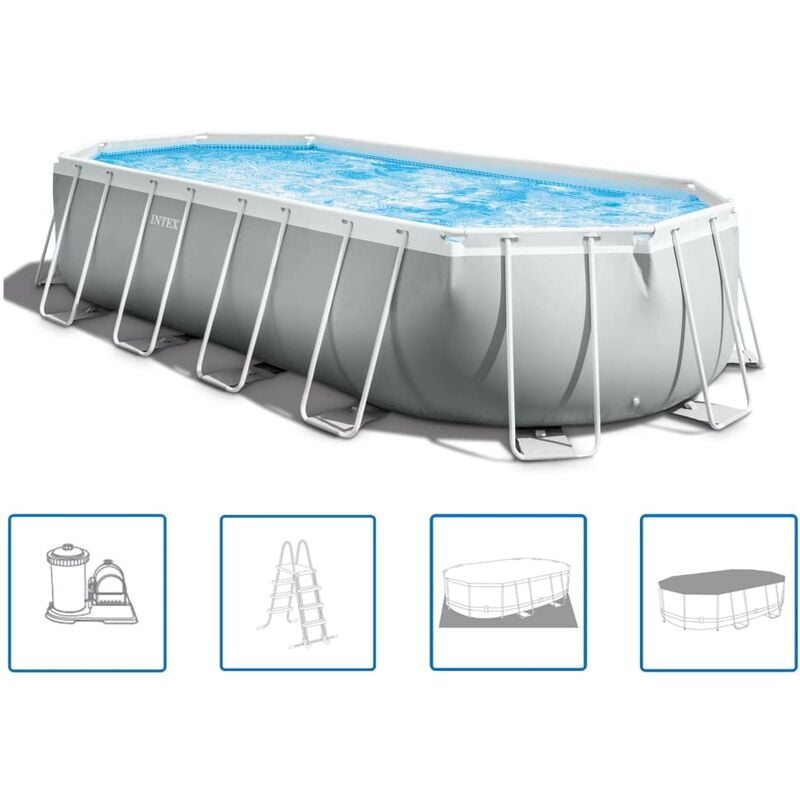 foto del prodotto intex set piscina ovale 610x305x122 cm 26796gn prism frame