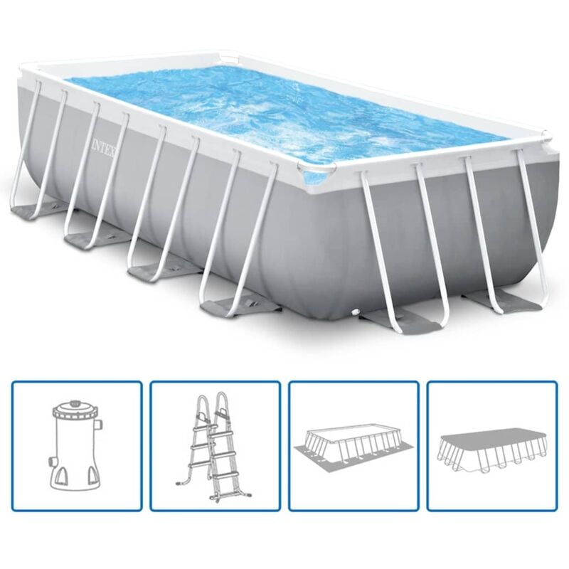 foto del prodotto intex set piscina rettangolare prism frame 488x244x107 cm
