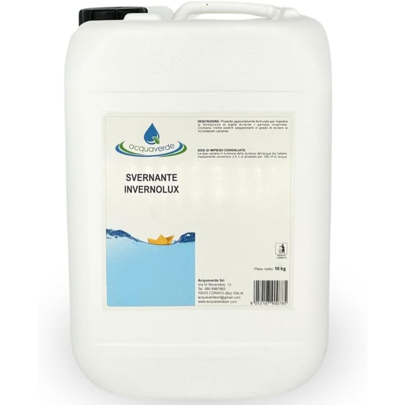 foto del prodotto invernolux svernante liquido per mantenimento invernale acqua di piscina ad azione antibatterica, antialghe e anticalcare, 10 kg acquaverde