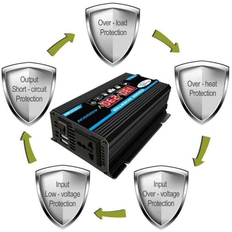 foto del prodotto inverter a onda sinusoidale pura da 12 v 220 v 300 w con telecomando e doppia presa ca per camion e camper - rtgpt.