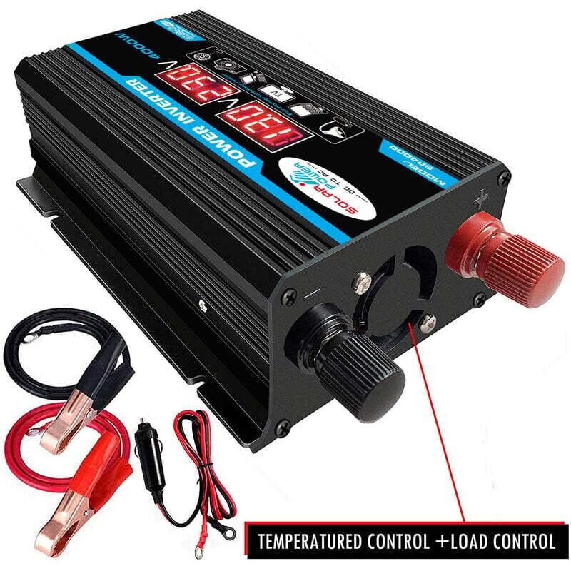 foto del prodotto inverter a onda sinusoidale pura da 12 v a 220 v, trasformatore inverter a onda sinusoidale pura da 4000 w con telecomando e doppie prese di corrente