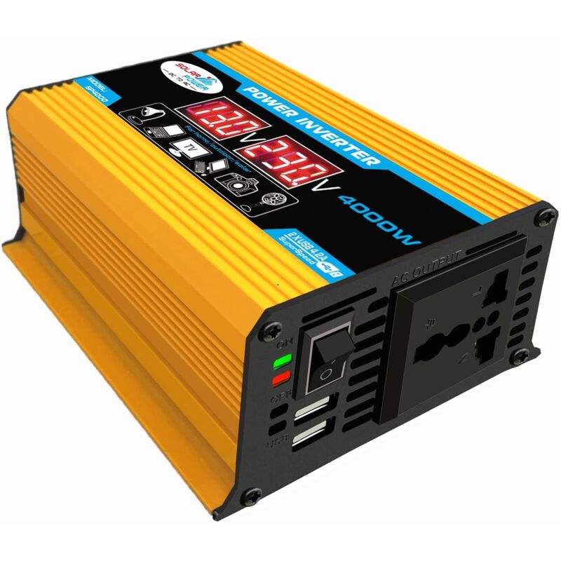 foto del prodotto inverter a onda sinusoidale pura da 4000 w che trasforma l energia della tua auto in energia affidabile per tutti i tuoi dispositivi. dotato di un
