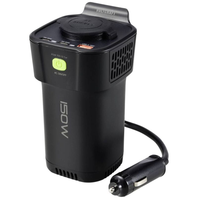 foto del prodotto inverter msw 150 12 car a forma di portabicchieri voltcraft