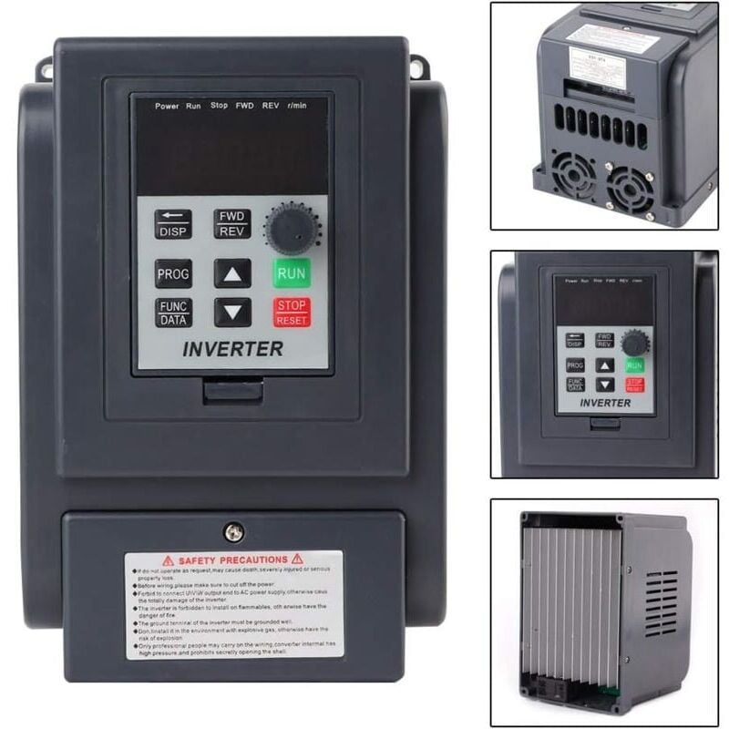 foto del prodotto inverter vfd , convertitore di frequenza vfd da 1,5 kw, ingresso monofase 220 v ca, uscita trifase 380 v ca, convertitore di frequenza, azionamento