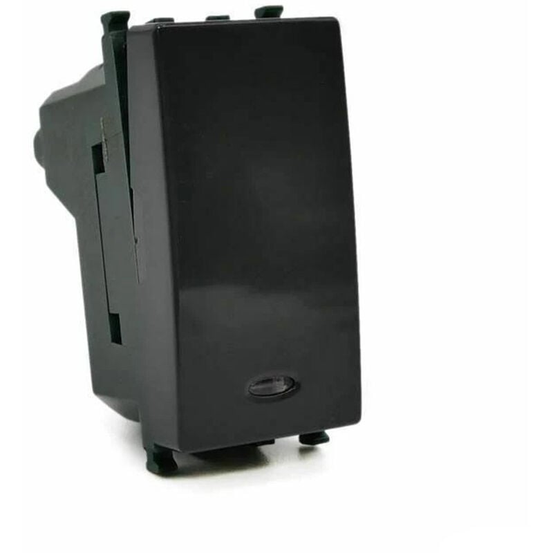 foto del prodotto invertitore bipolare con spia luminosa nero compatibile con vimar plana interruttore pulsante 2p 16ax 250vac