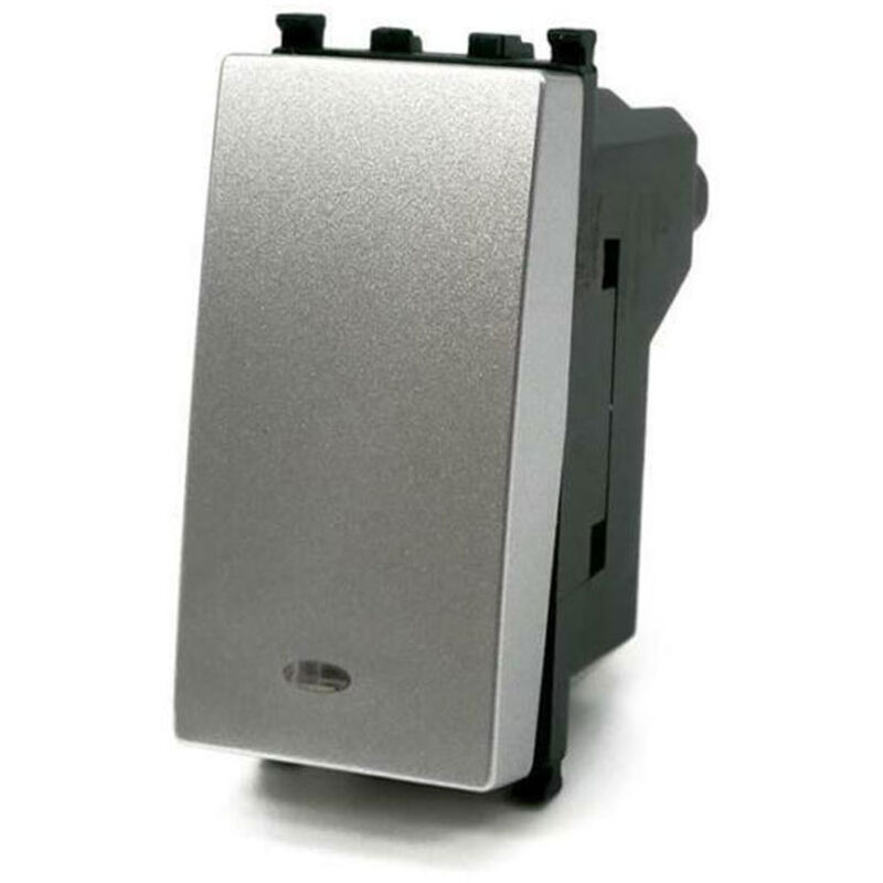 foto del prodotto invertitore bipolare con spia luminosa silver compatibile con vimar plana interruttore pulsante 2p 16ax 250vac