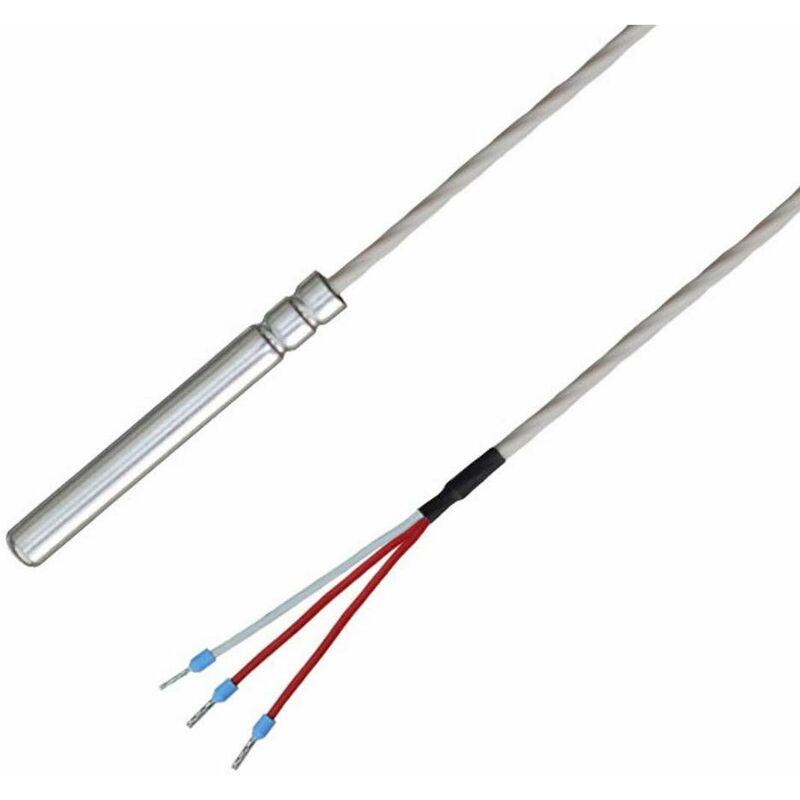 foto del prodotto ioveo 038ht01302 pt100 sensore di temperatura con cavo di collegamento in teflon fino a 250 c, 3 fili, ip67 impermeabile per alimenti, 2 metri