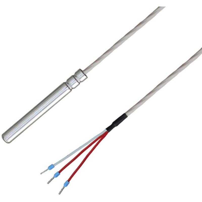foto del prodotto ioveo 038ht01305 pt100 sonda di temperatura con cavo di collegamento in teflon fino a 250 c, 3 conduttori, ip67 impermeabile per uso alimentare,