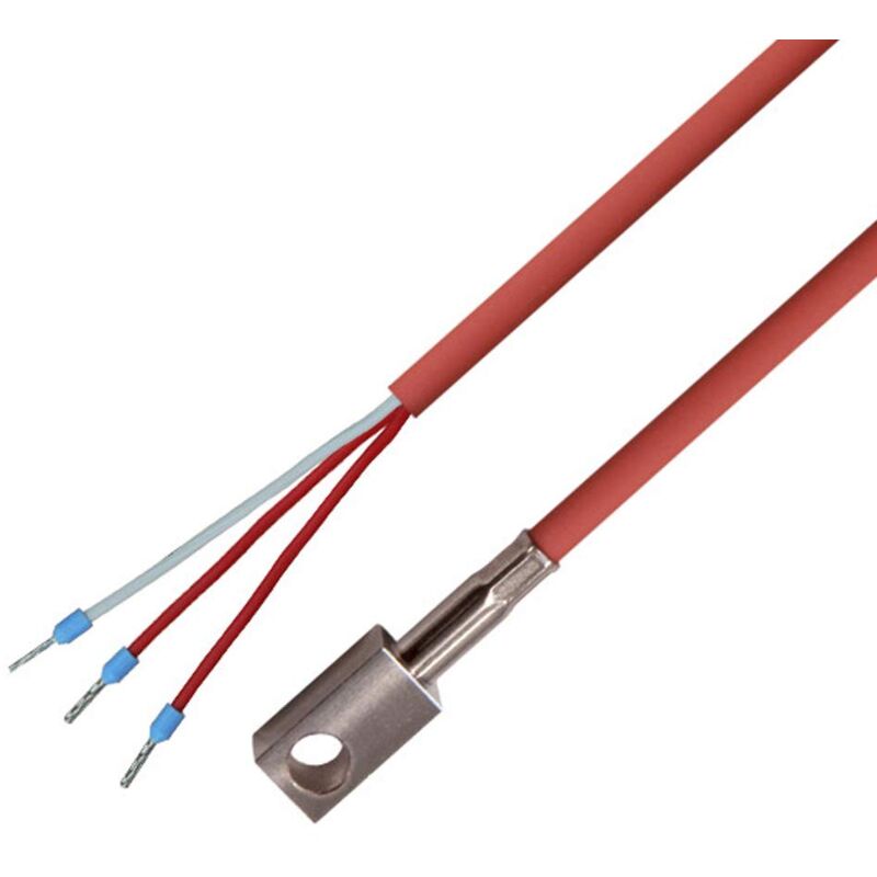 foto del prodotto ioveo 049of01302 pt100 sonda di superficie a 3 conduttori, blocco in acciaio inox, sensore di temperatura, cavo in silicone fino a 200 c, 2 metri