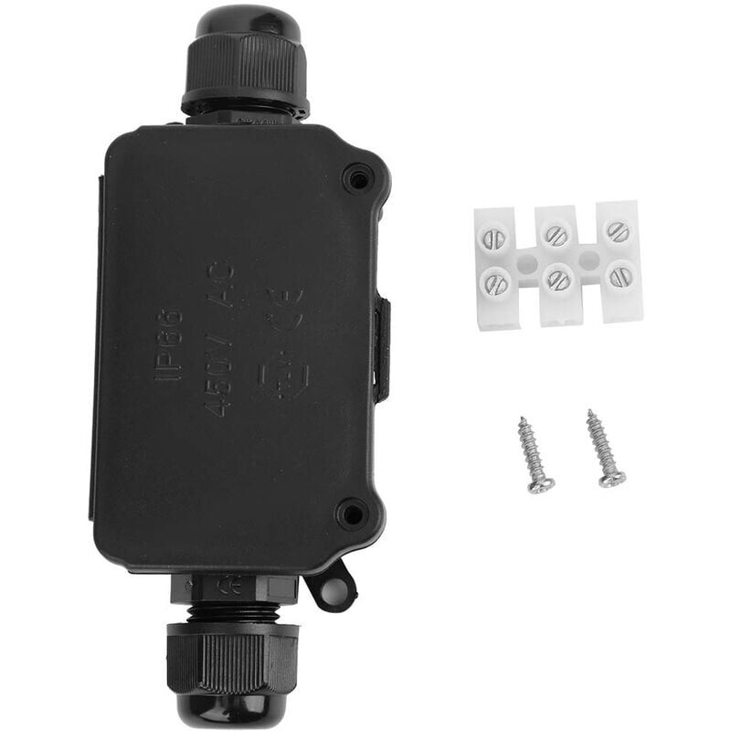 foto del prodotto ip66 scatola di giunzione impermeabile a 2 vie nera antipolvere connettore per cavo di distribuzione