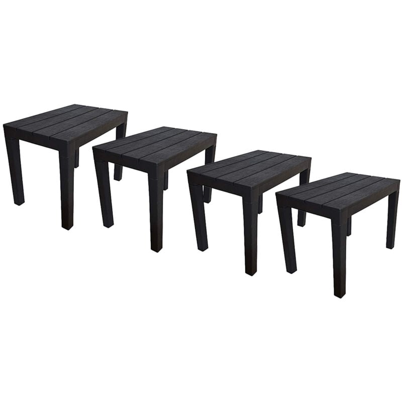 foto del prodotto ipae progarden set 4 pezzi panchina tavolo doppiafunzione timor in polipropilene da esterno antracite 60 x 38 x 45 cm