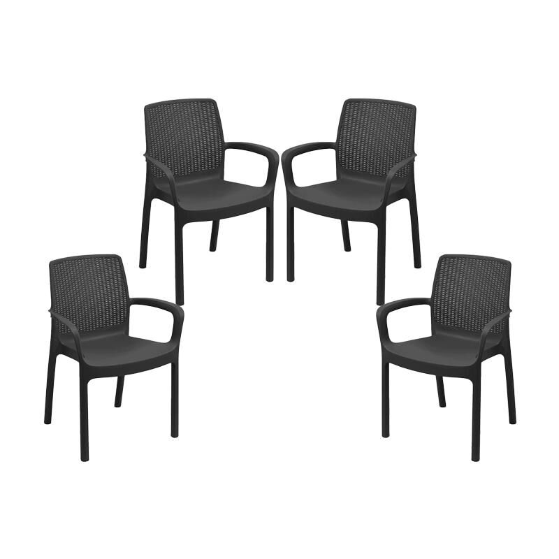foto del prodotto ipae progarden set 4 pz poltrona regina da esterno in resina in colore antracite