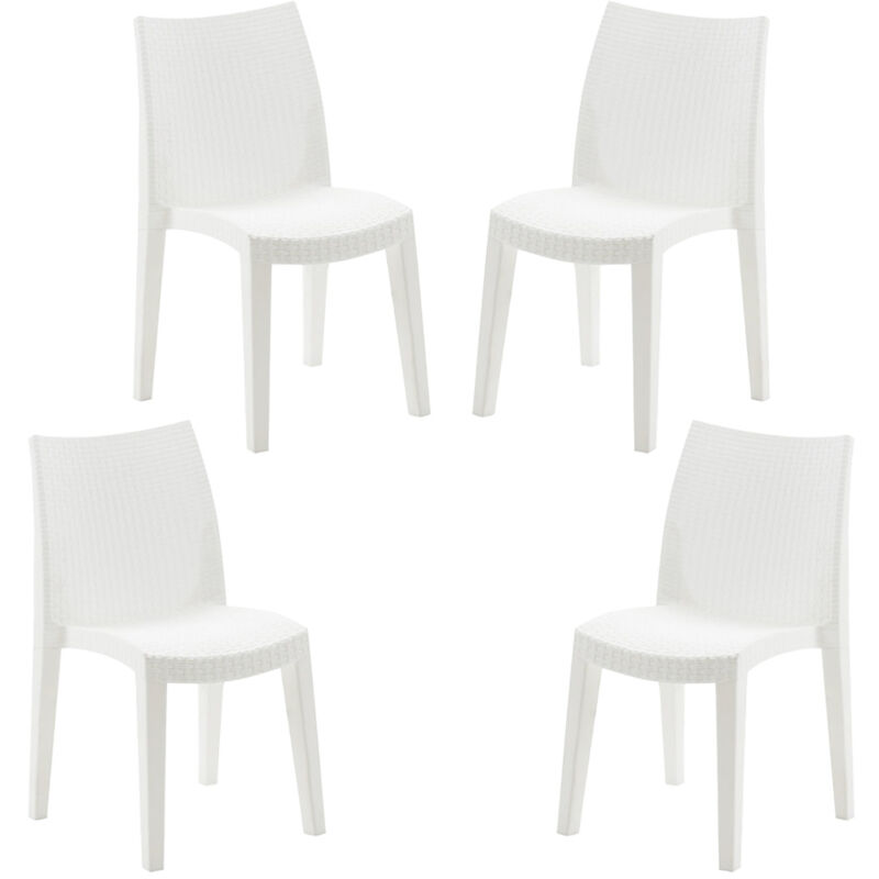 foto del prodotto ipae progarden set 4 sedie lady impilabile da esterno ed interno bianca 55 x 48 x h86 cm