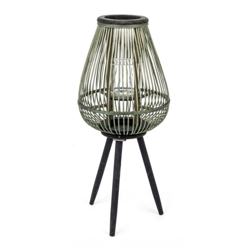 foto del prodotto iperbriko 4x lanterna treppiede bamboo ver nero h61.5