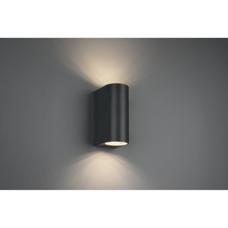 foto del prodotto iperbriko applique doppia emissione led stondata roya antracite h15 cm ip44 trio lighting