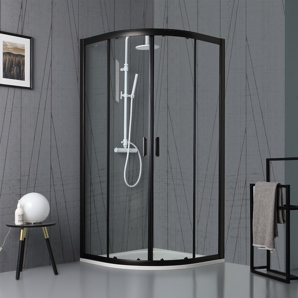 foto del prodotto iperbriko box doccia semicircolare 90x90 cm nero opaco