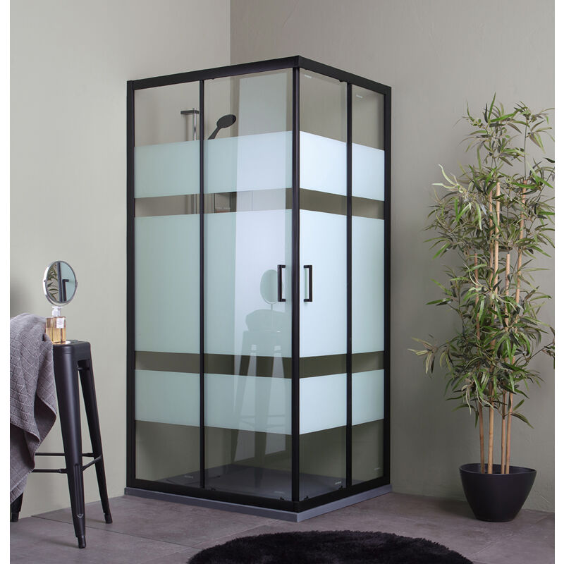 foto del prodotto iperbriko cabina doccia rettangolare 70x100 nera