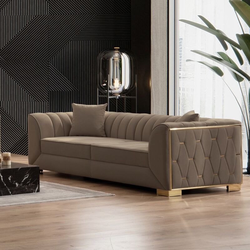 foto del prodotto iperbriko - divano marrone 80x170x95 cm gambe oro