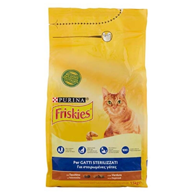 foto del prodotto iperbriko friskies crocchette gatti sterilizzati con tacchino e verdure aggiunte purina 1,5 chilogrammi