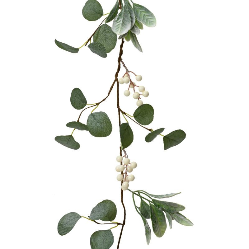 foto del prodotto iperbriko ghirlanda poliestere bacche bianche 150x7x3 cm