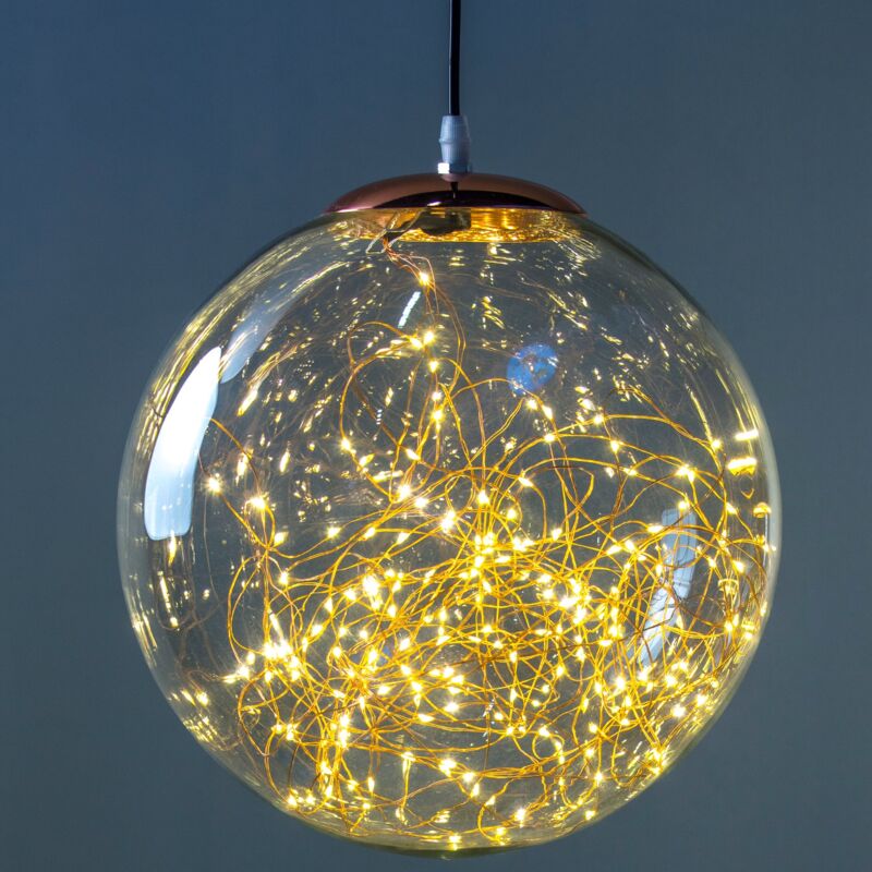 foto del prodotto iperbriko lampada sfera rame 30cm con microled 4m