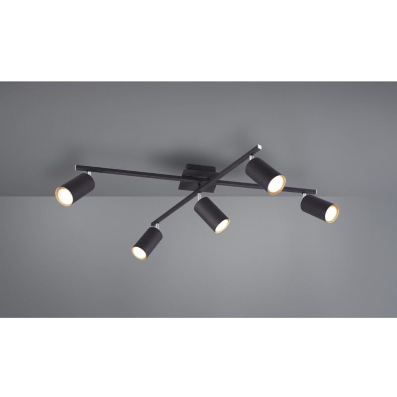 foto del prodotto iperbriko lampada soffitto 5 faretti spot orientabili marley nero trio lighting