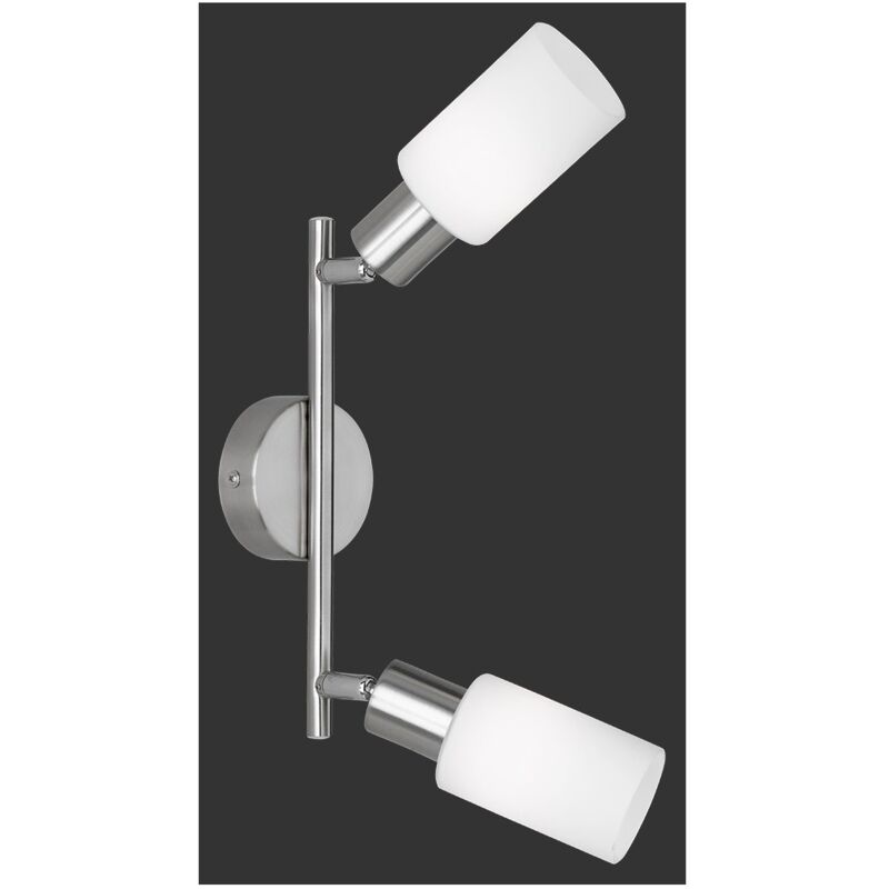 foto del prodotto iperbriko lampada soffitto nichel 2 spot paralume vetro orientabili mars trio lighting