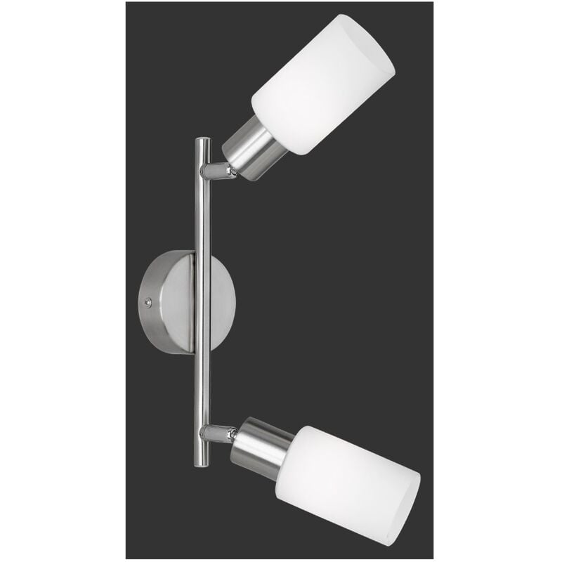 foto del prodotto iperbriko lampada soffitto nichel 2 spot paralume vetro orientabili mars trio lighting