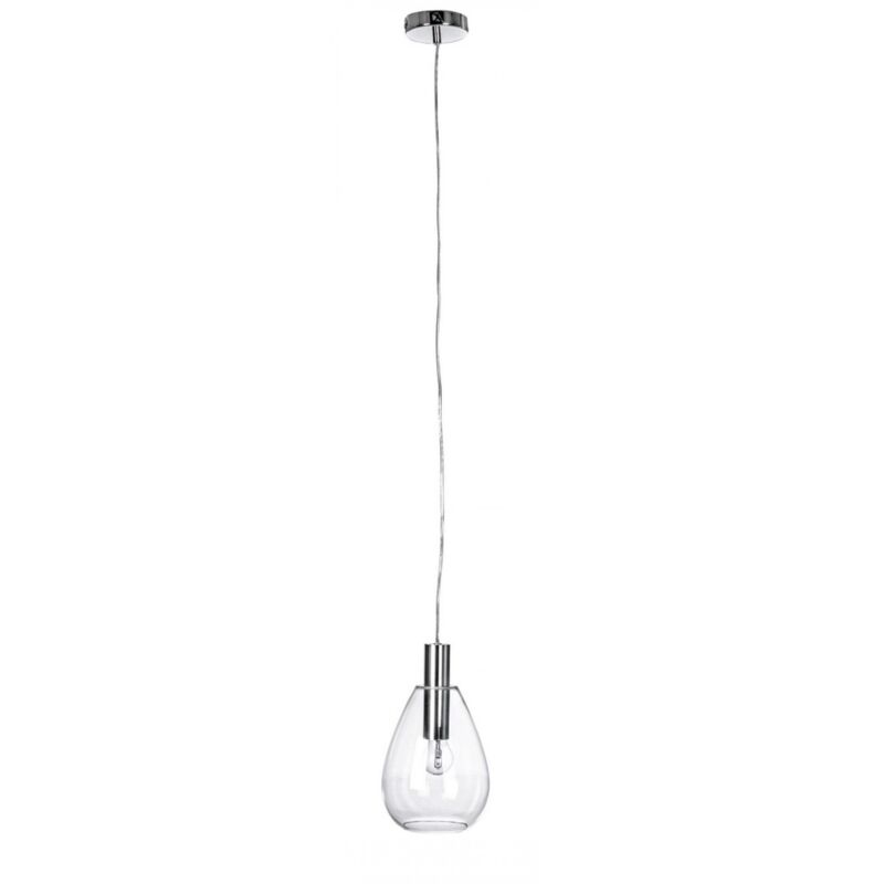 foto del prodotto iperbriko lampadario 1 luce trasparente argento d.18,5x130h
