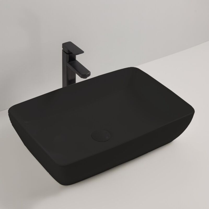 foto del prodotto iperbriko lavabo da appoggio 59x40x14.5 cm nero opaco