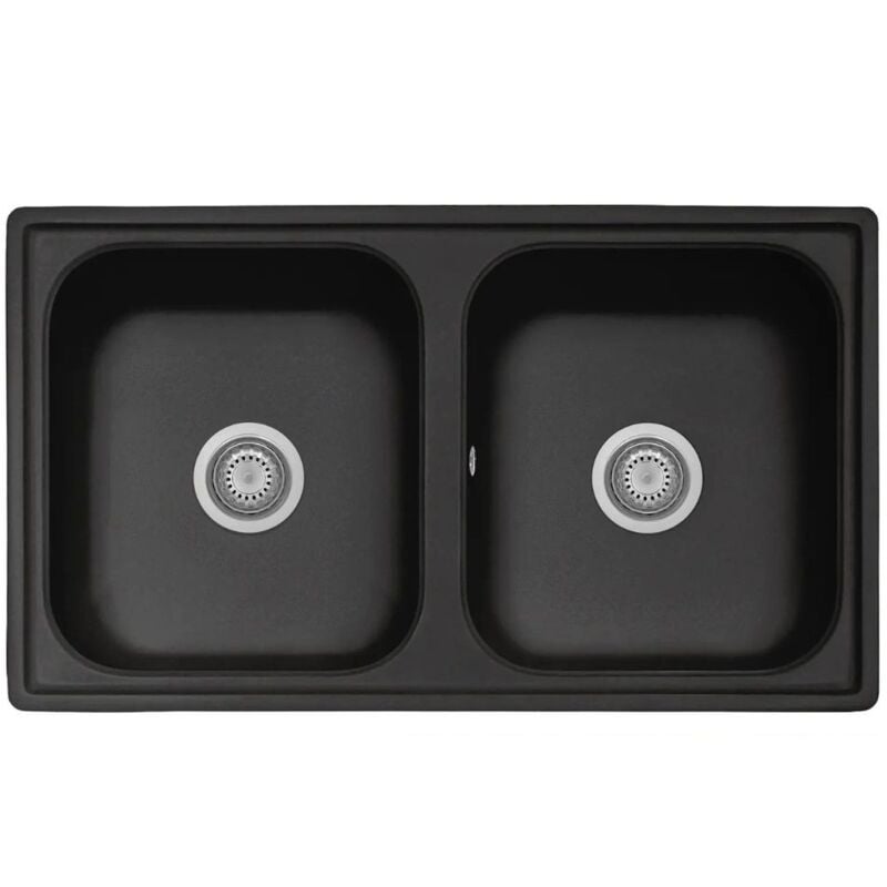 foto del prodotto iperbriko - lavello 86x50 2 vasche nero