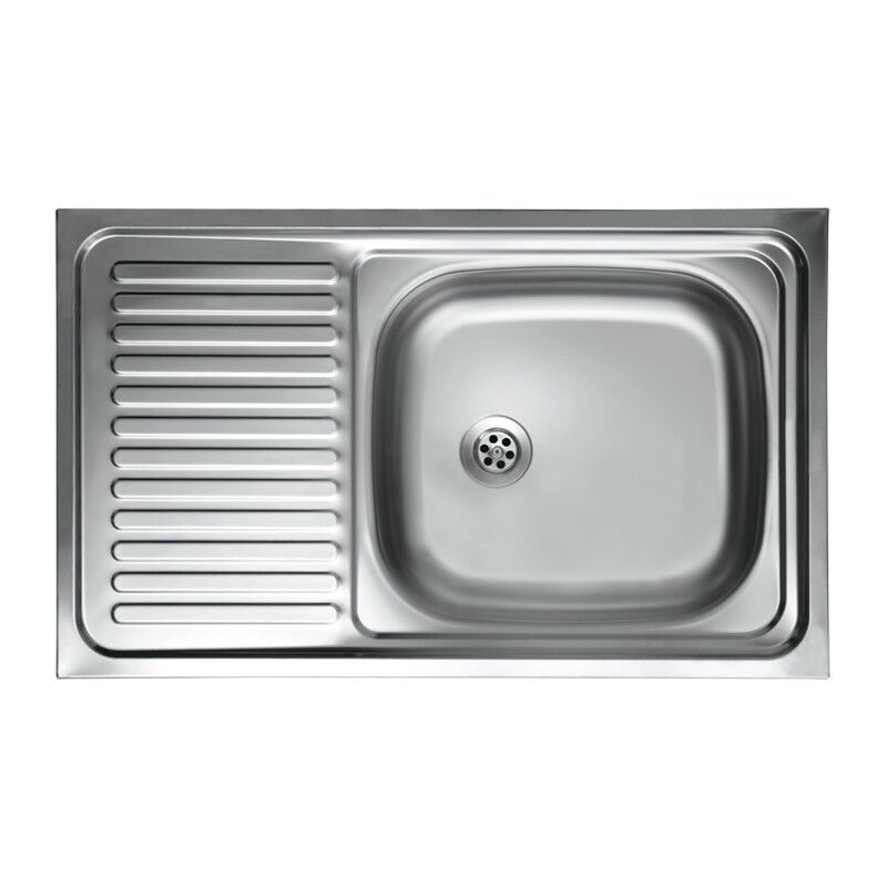foto del prodotto iperbriko lavello cucina vasca con gocciolatoio sx in acciaio da appoggio 50x80 cm n216sx 