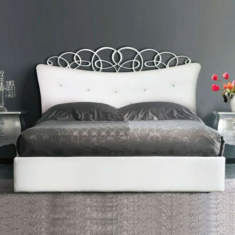 foto del prodotto iperbriko - letto matrimoniale contenitore con testiera imbottita in ecopelle 180x200xh.155 cm