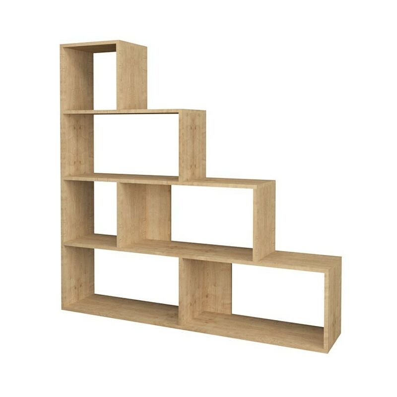 foto del prodotto iperbriko libreria scaffale a scala 6 scomparti rovere 145x29xh.145 cm