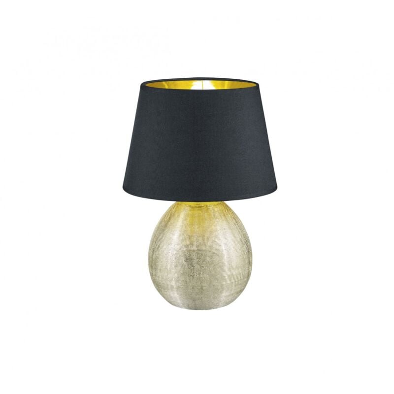 foto del prodotto iperbriko lume grande base ceramica oro paralume nero luxor 24 cm trio lighting