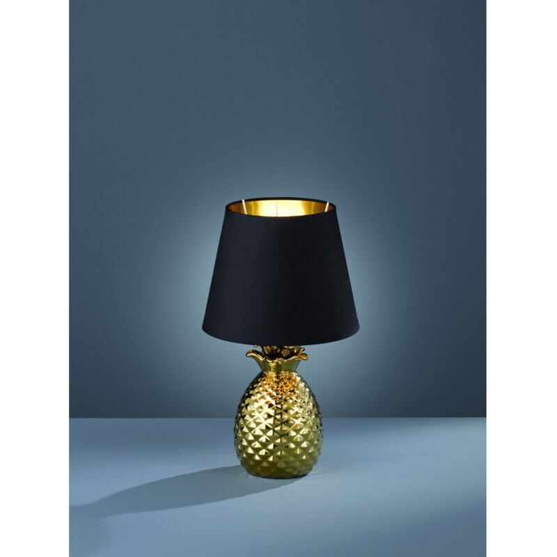 foto del prodotto iperbriko lumetto decorativo pineapple ananas oro con paralume nero 20 cm trio lighting