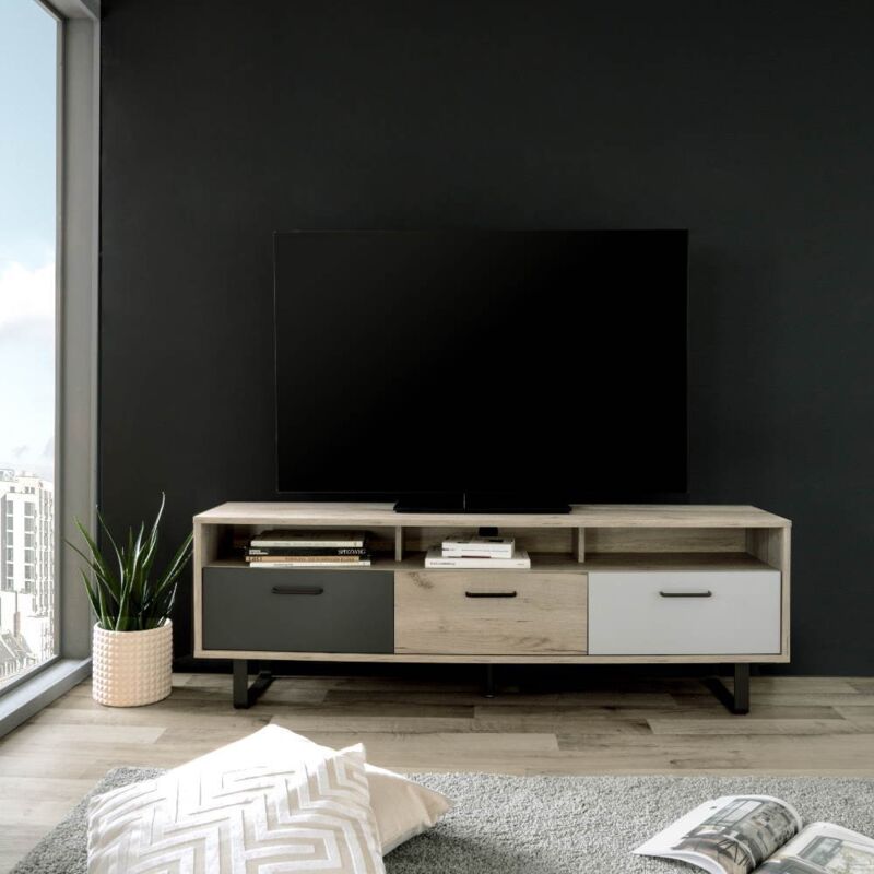foto del prodotto iperbriko mobile porta tv 3 ante a ribalta orlando5 colore rovere