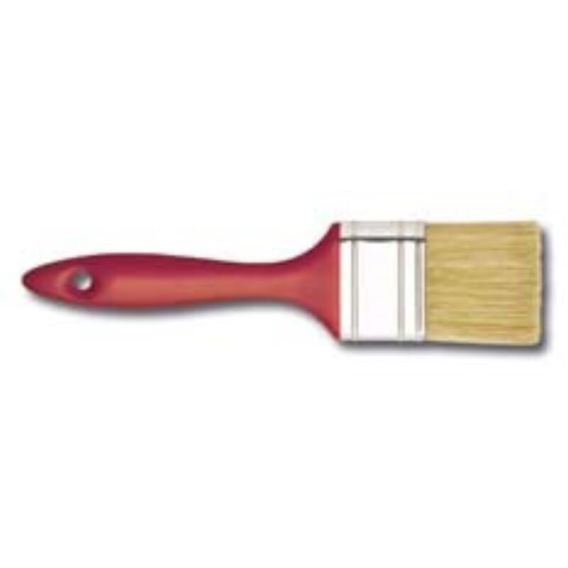 foto del prodotto iperbriko pennello piatto manico polipropilene rosso setola colore bionda 20 nespoli