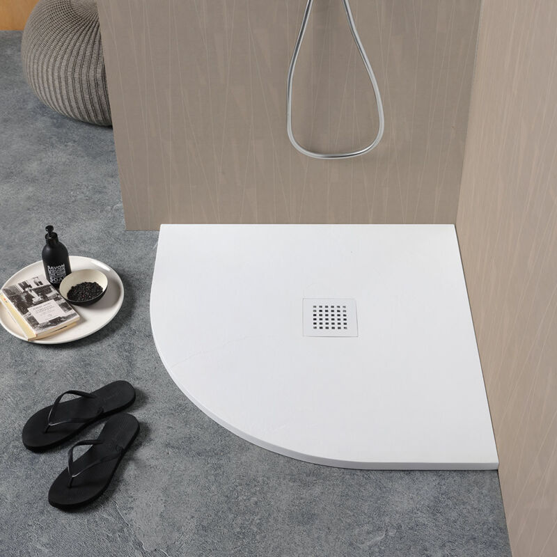 foto del prodotto iperbriko piatto doccia semicircolare 90x90 in resina bianca