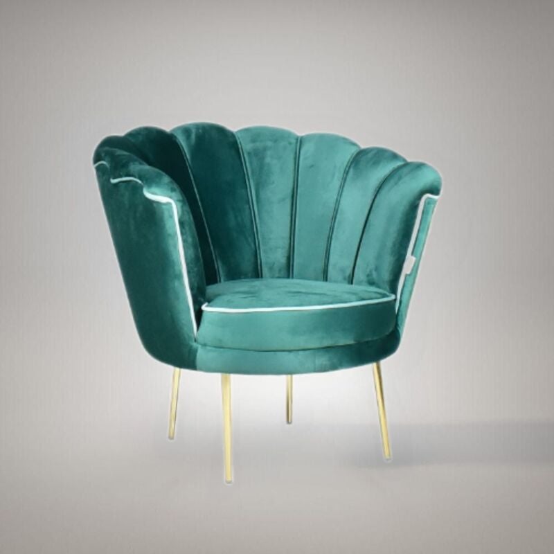 foto del prodotto iperbriko poltrona orel in velluto verde scuro e piedini oro h76xl70xp70