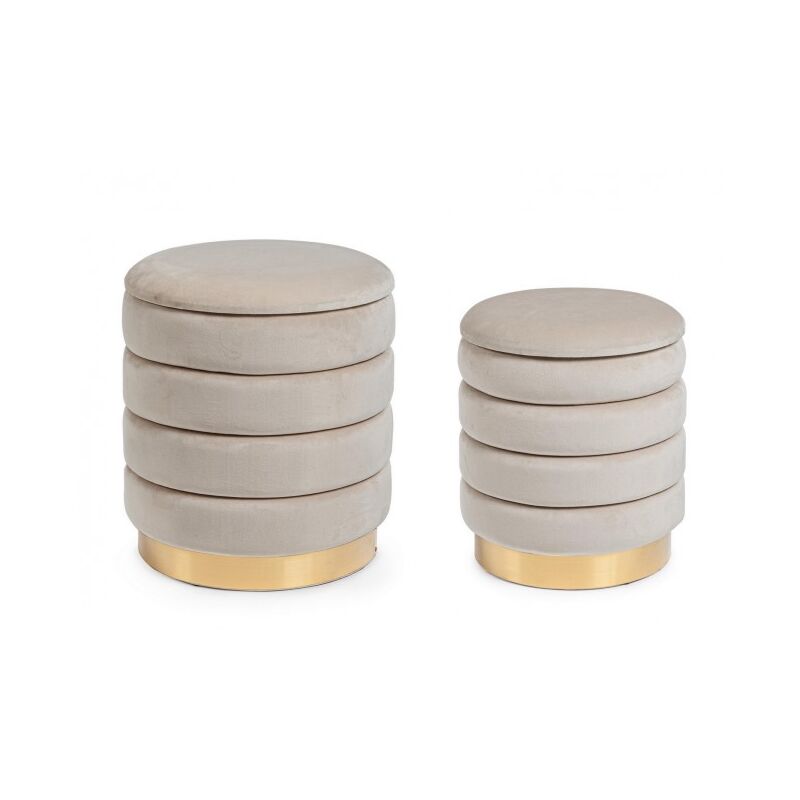 foto del prodotto iperbriko pouf contenitore darina beige d.36x38h, d.40x44h
