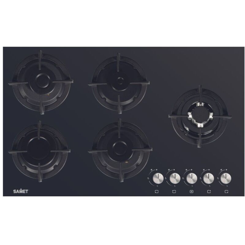 foto del prodotto iperbriko samet piano cottura minerva 90 in vetro 5 fuochi nero l86xp52