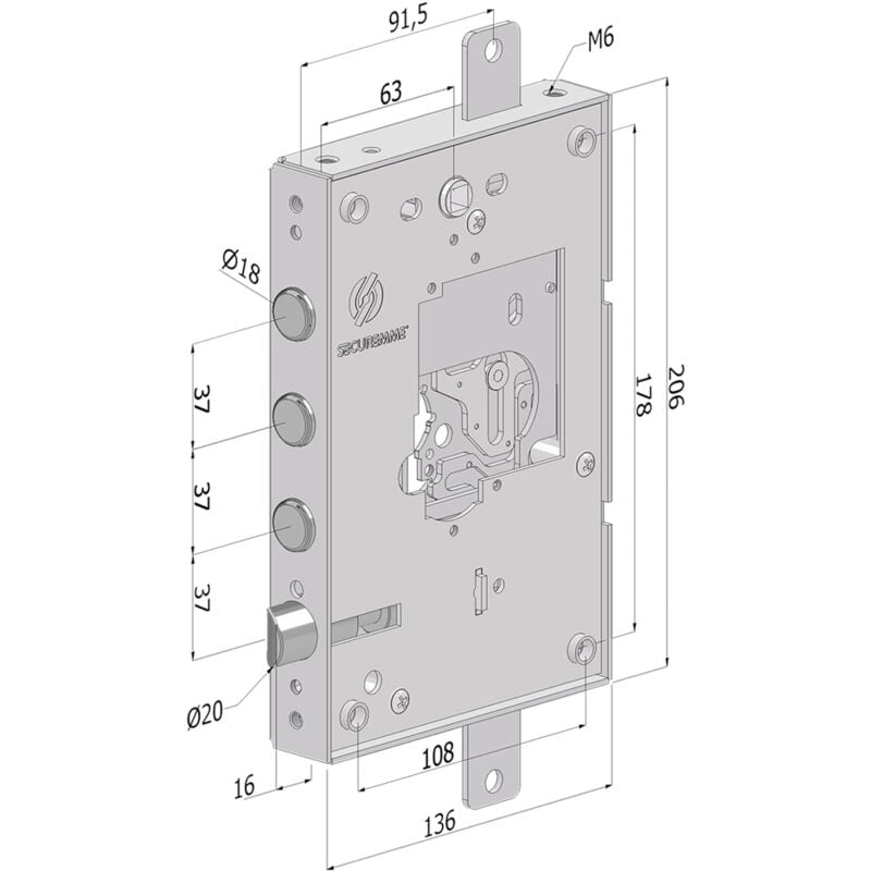 foto del prodotto iperbriko serratura triplice per porte blindate sx