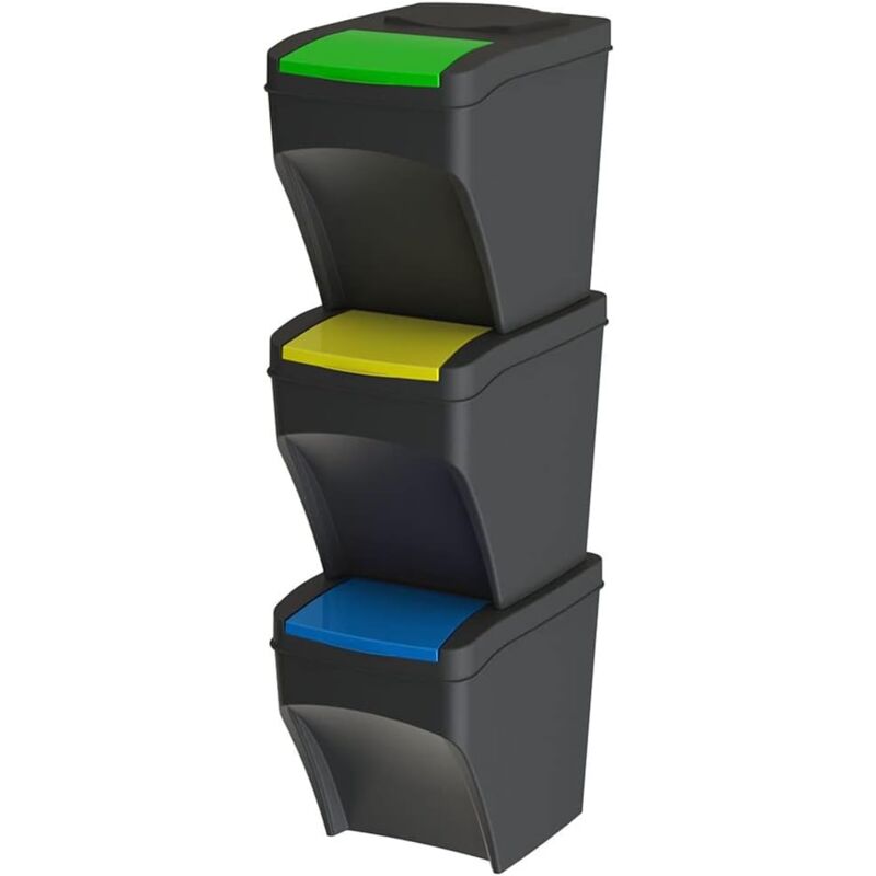 foto del prodotto iperbriko set 3 pattumiere stack 25l fusto ne