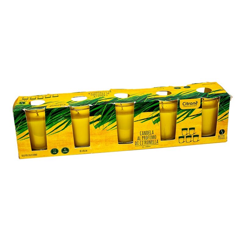 foto del prodotto iperbriko set 5 candele alla citronella da 45g