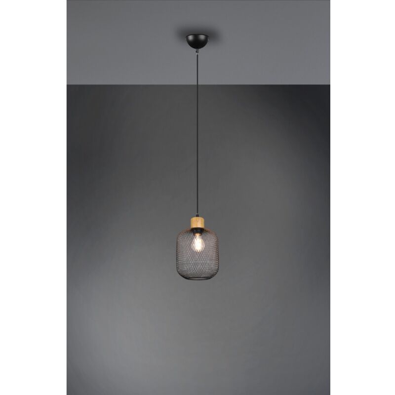 foto del prodotto iperbriko sospensione calimero 1xe27 rete metallo nero 18 cm trio lighting