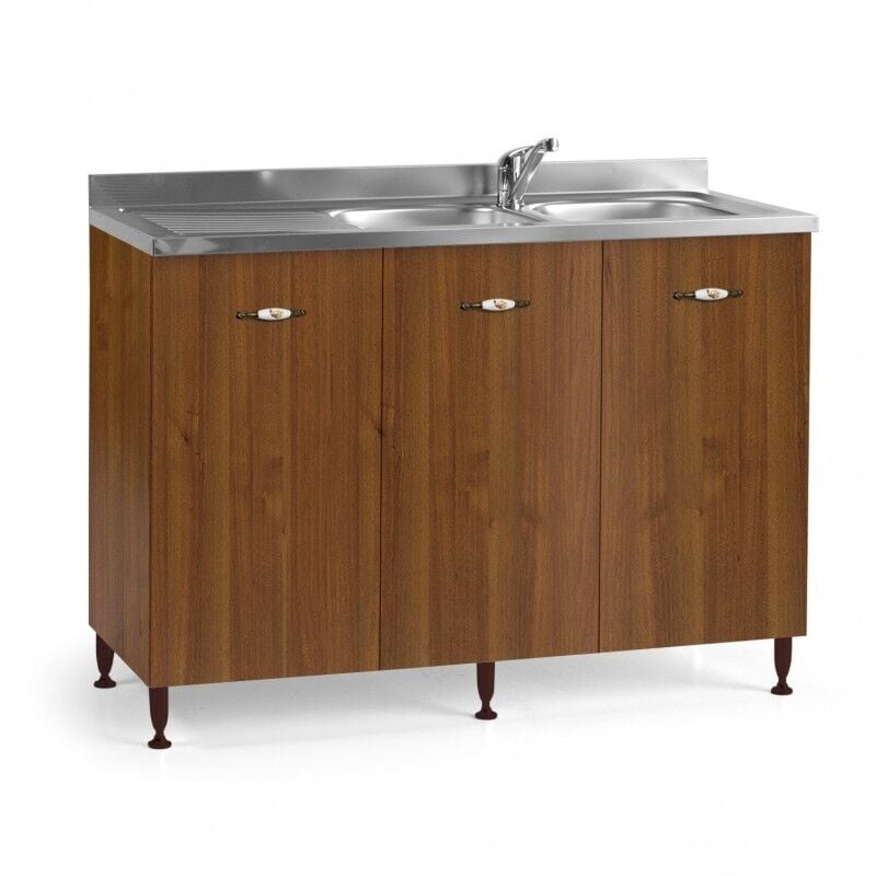 foto del prodotto iperbriko sottolavello da cucina 3 ante noce antico reversibile cm 120x50xh 85